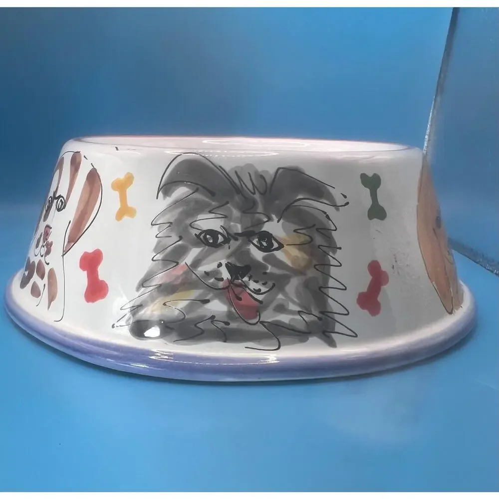 Mesa International Hand Crafted Pottery Pet Food Bowl~Water Bowl~Dog Bone~Signed